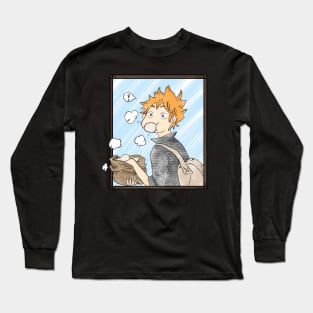 Hinata eating a meatbun light blue bkg. Long Sleeve T-Shirt